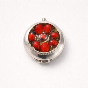 Peruvian 950 Silver Huayruro Seed Pill Box